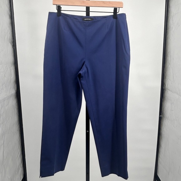 Lafayette 148 New York Pants - Lafayette 148 New York Straight Leg Side Zip Trousers Navy Blue 16